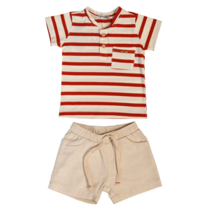 Conjunto Infantil Listrado Camiseta e Bermuda